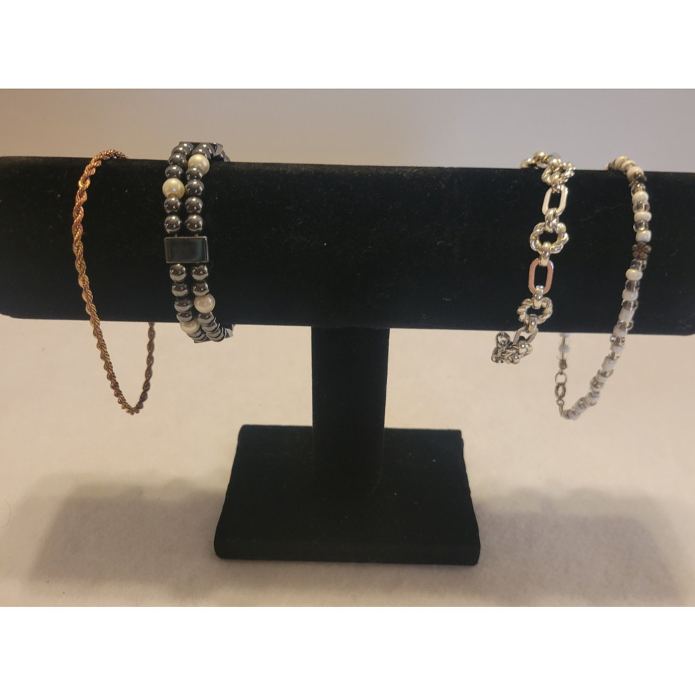 Lot of‎ 4 Bracelets Beaded Twisted Rope Chain Link Gunmetal Fashion Jewelry